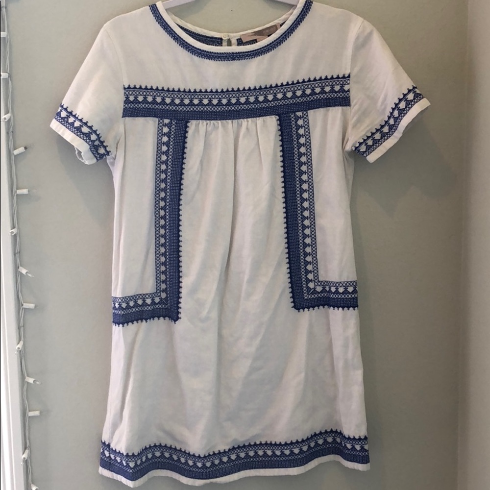Summer Dress with blue embroidered Design